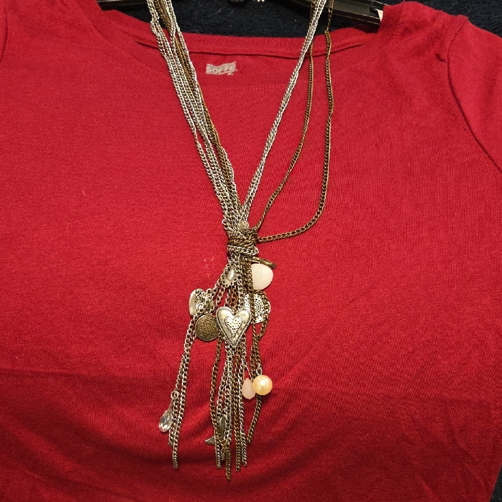 Silver Multi-Layer Fashion Statement Necklace - image 1